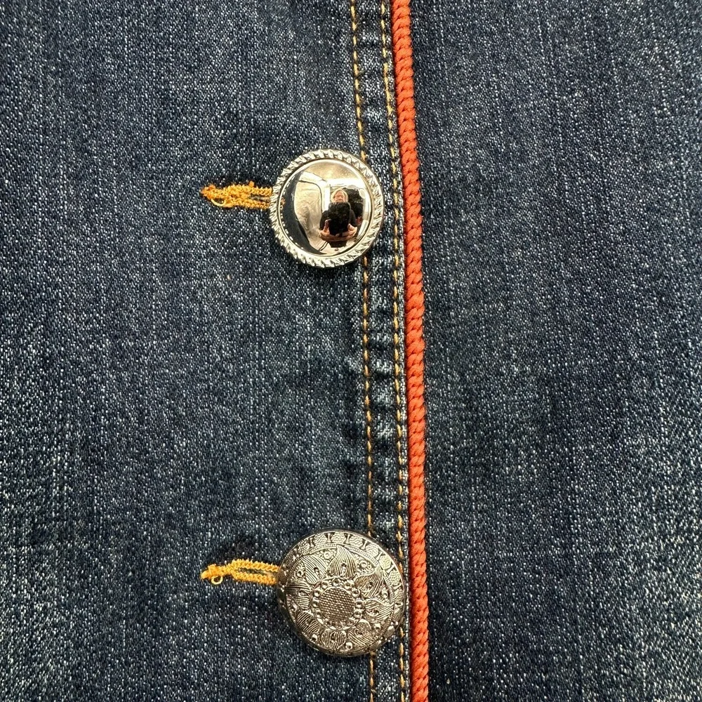 Reba Denim Jacket Size Large Studded Embroidered Stretch Western Rodeo Cowgirl - Picture 6 of 15